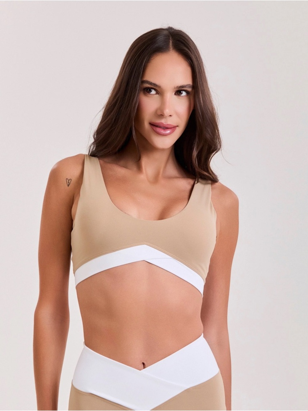 Joja Seamless Tan & White Sports Bra